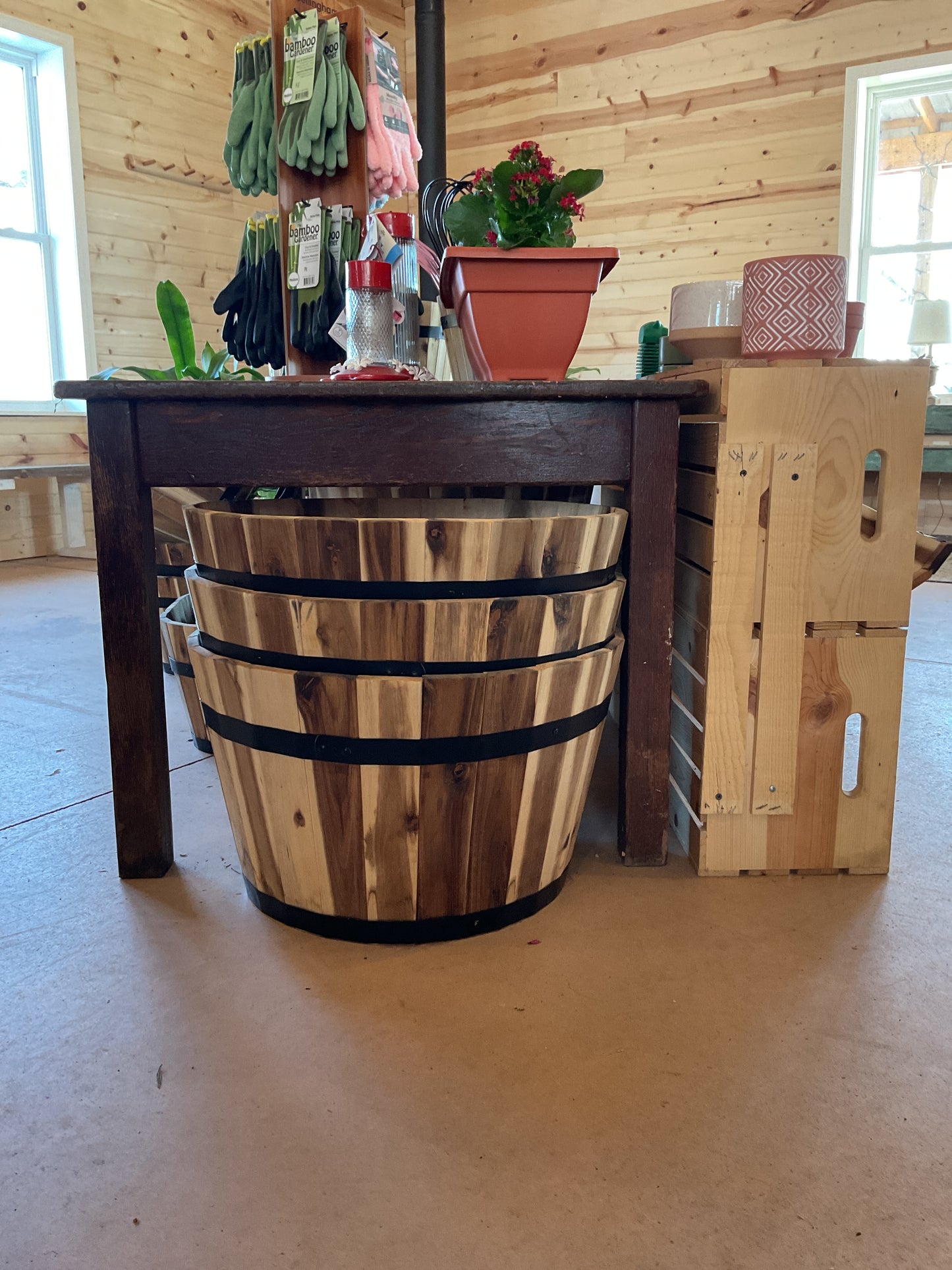 Acacia Barrel Planter Large